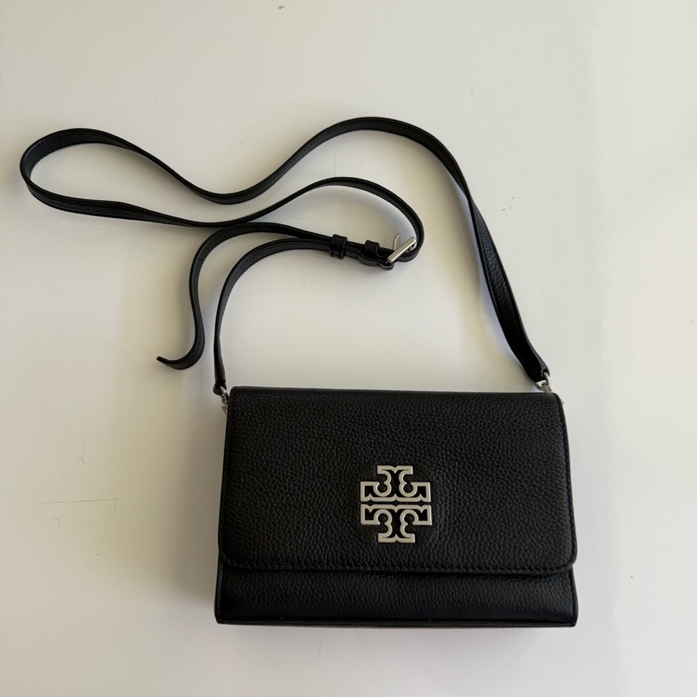 Tory Burch Black Crossbody Bag with Silver Logo